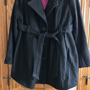 Women's Black Belted Maternity Coat